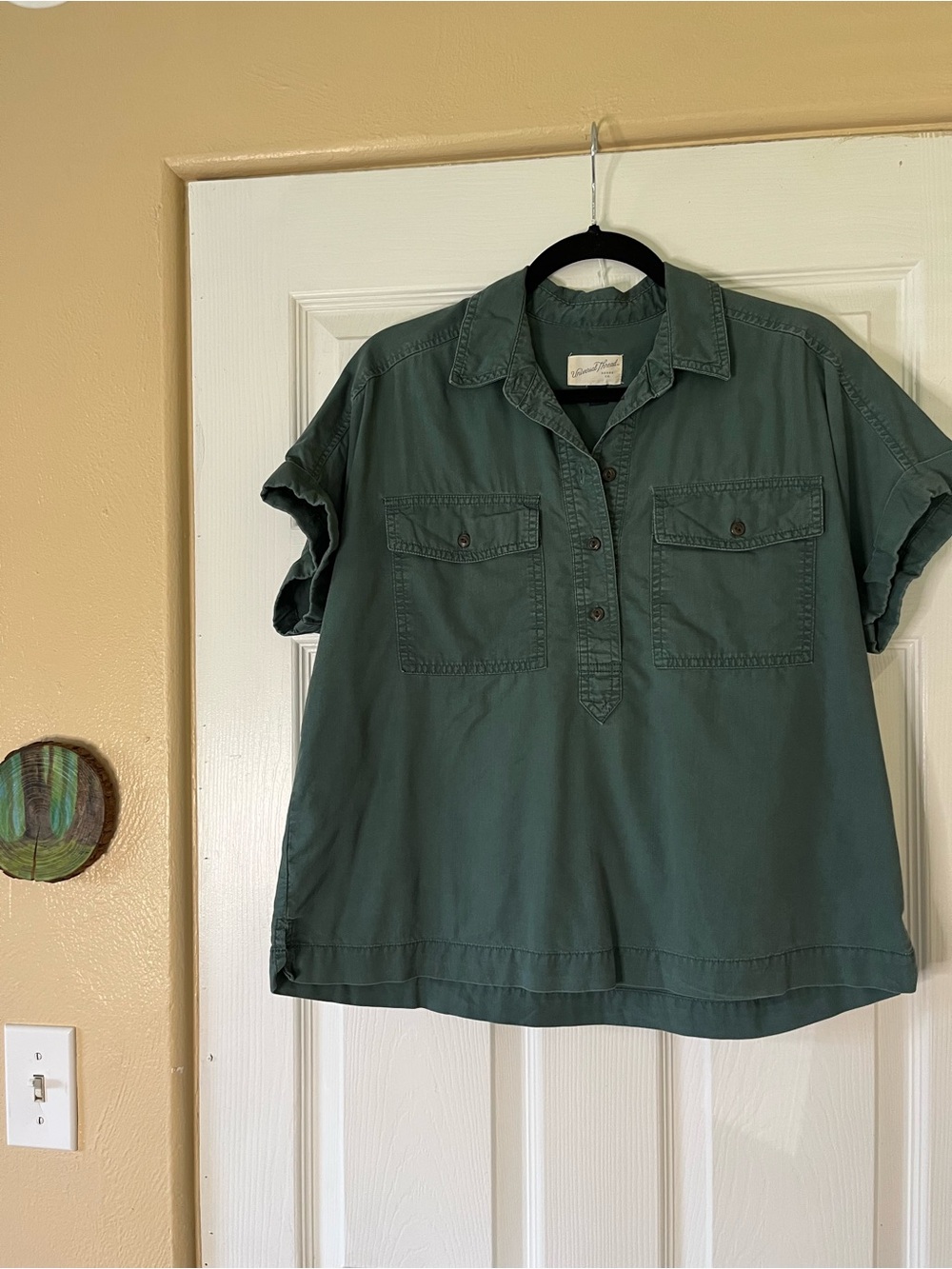 Universal Thread Jade Green Short-Sleeve Dolman Lyocell Cotton Utility Shirt